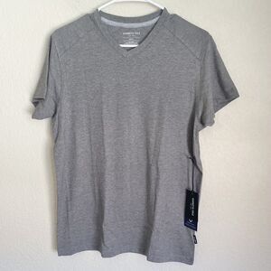 Kenneth Cole T-Shirt Mens Small Grey Cotton Organic V-Neck Athleisure Casual NWT